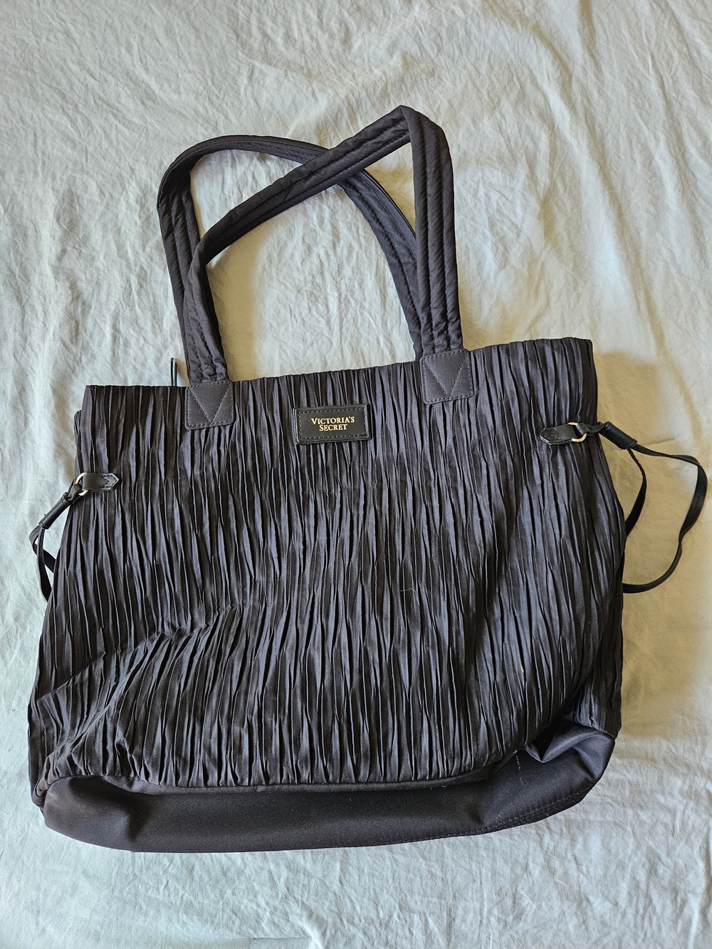Victoria's Secret Black Pleated Tote